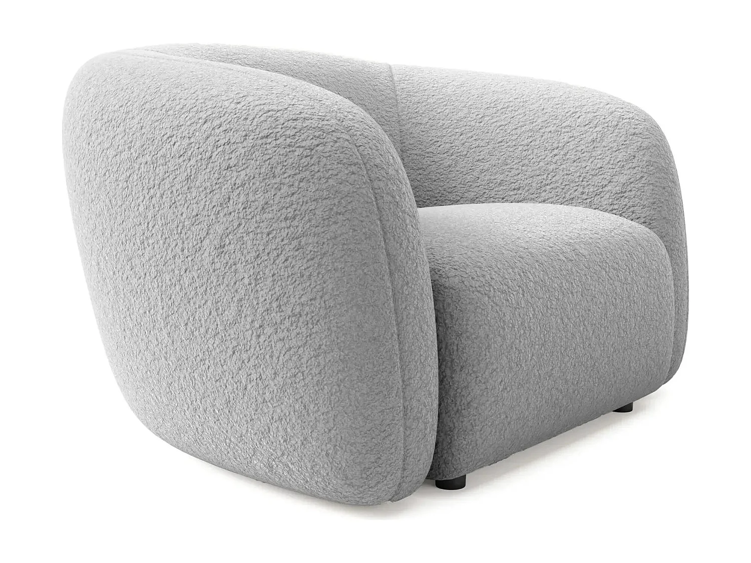 BAHIA - Fauteuil tissu bouclette - Gris clair