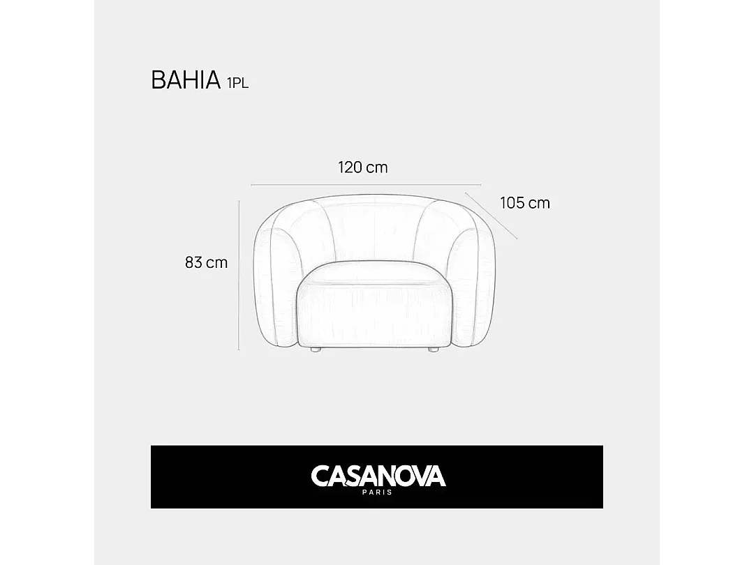 BAHIA - Fauteuil in badstof - Lichtgrijs