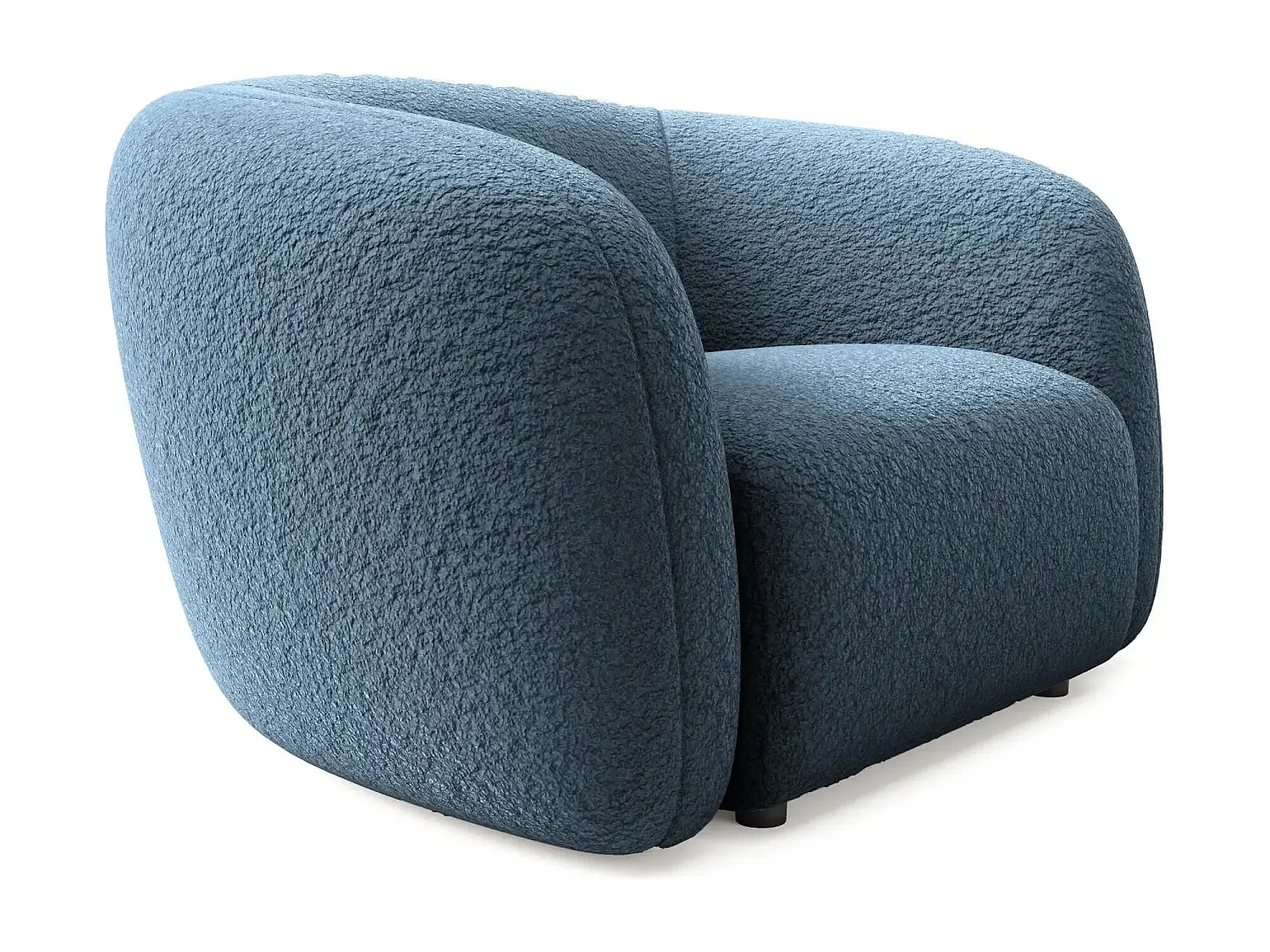 BAHIA - Fauteuil tissu bouclette - Bleu