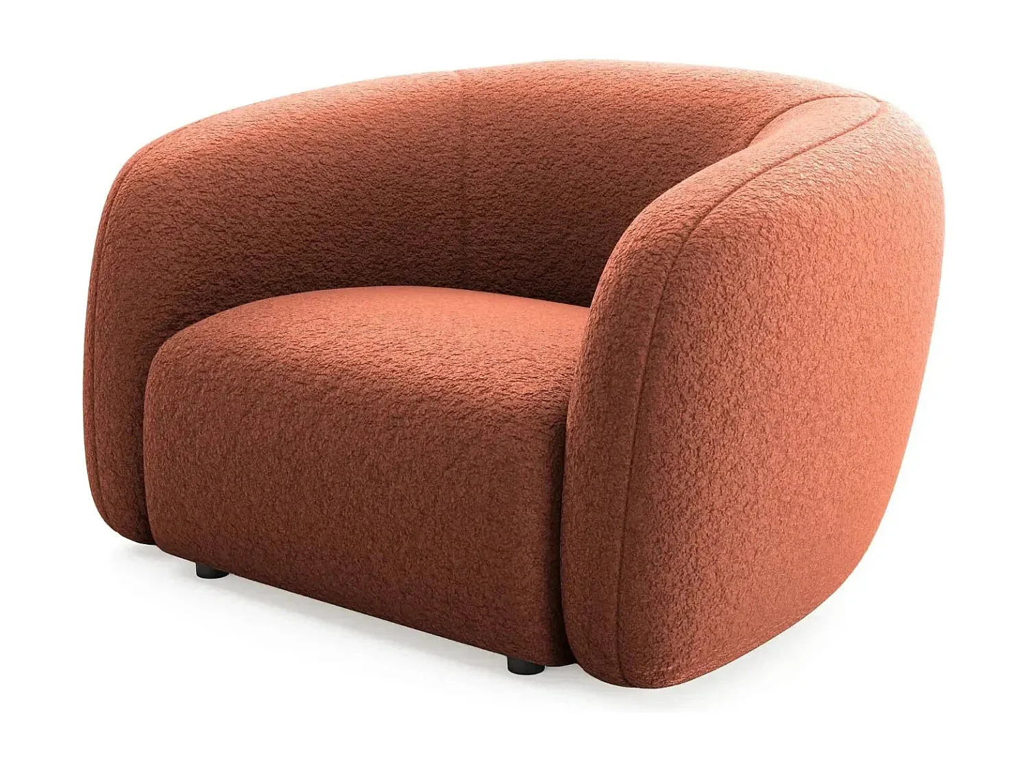 BAHIA - Fauteuil tissu bouclette - Terracotta