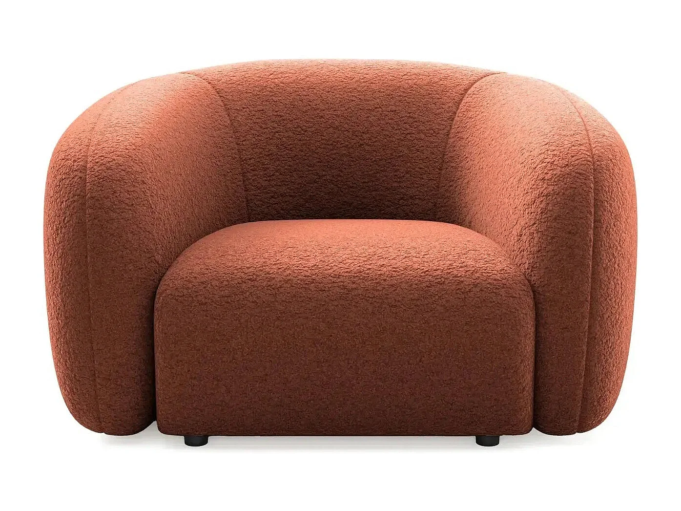 BAHIA - Fauteuil tissu bouclette - Terracotta