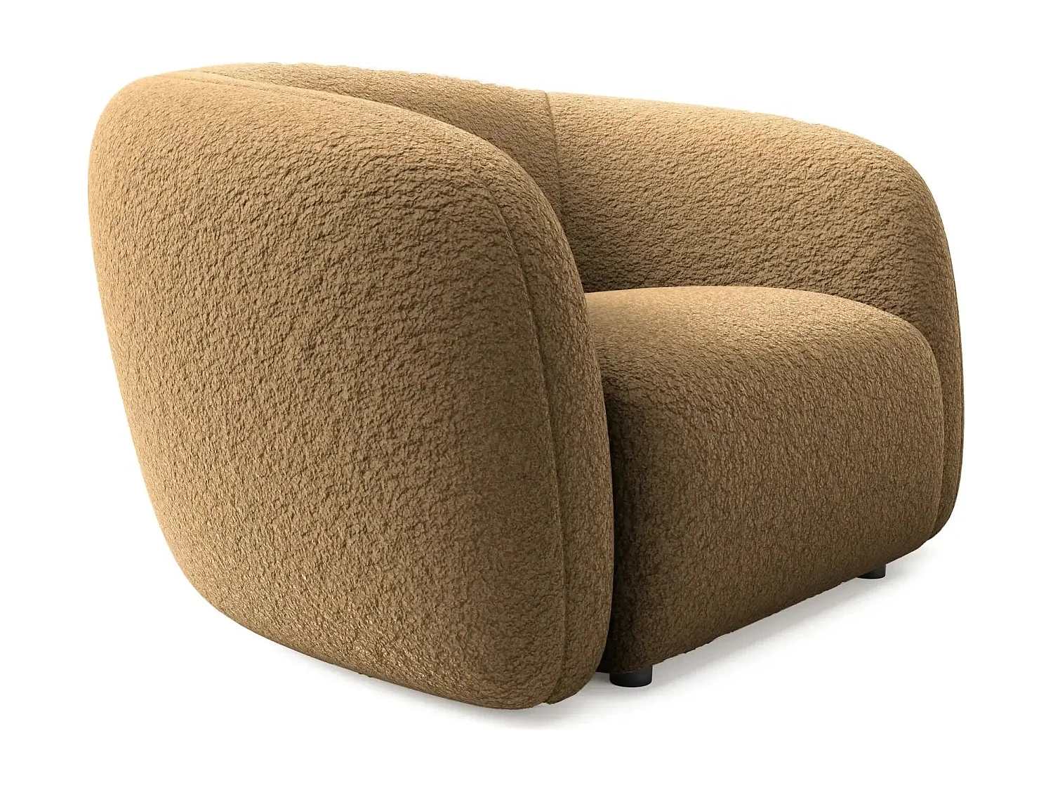 BAHIA - Fauteuil tissu bouclette - Café