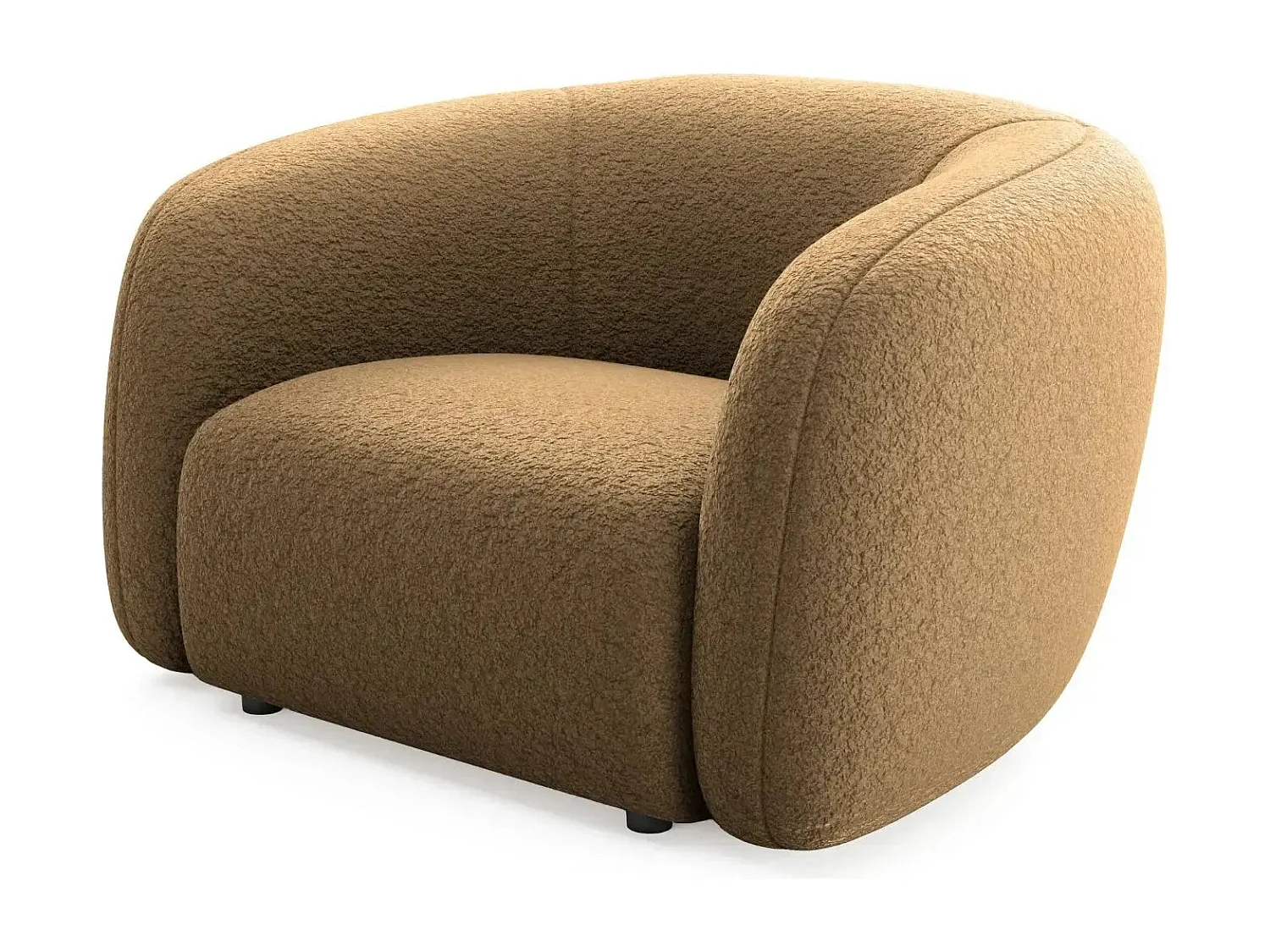 BAHIA - Fauteuil tissu bouclette - Café