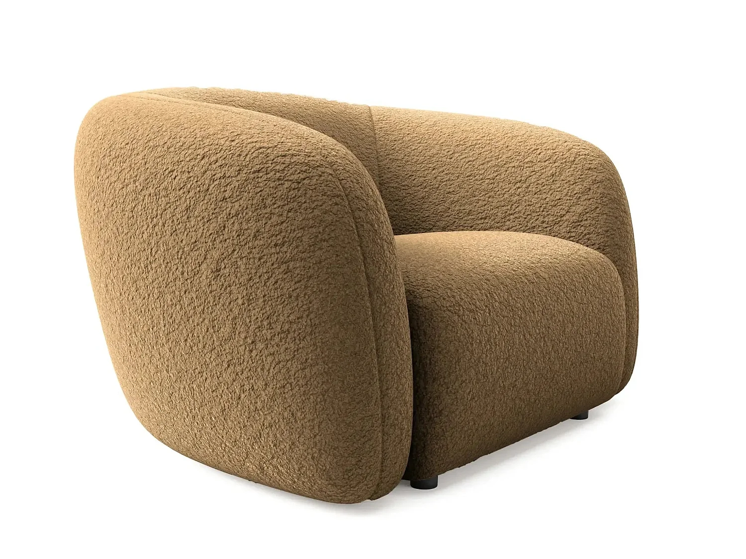 BAHIA - Fauteuil tissu bouclette - Café