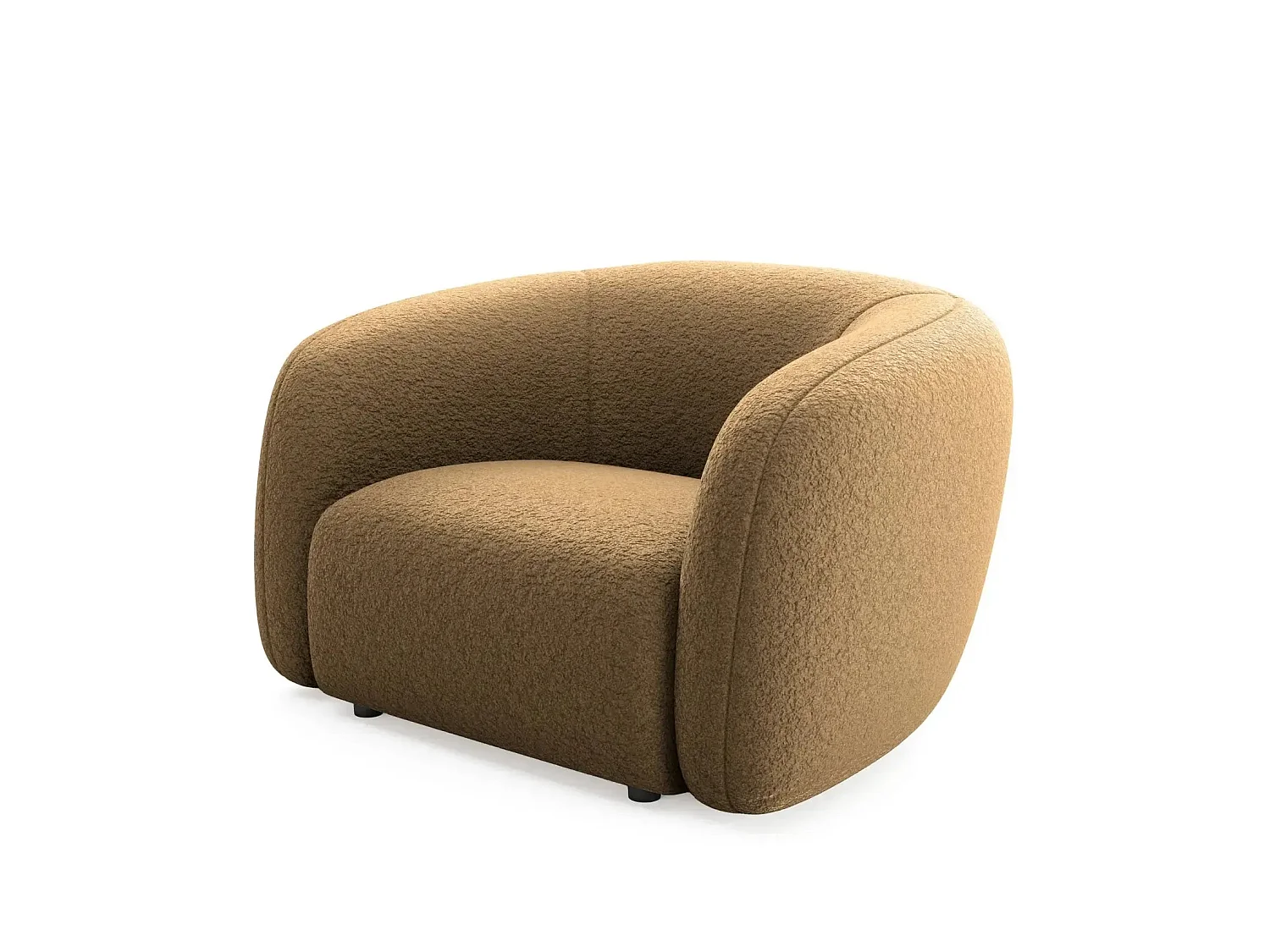 BAHIA - Fauteuil tissu bouclette - Café
