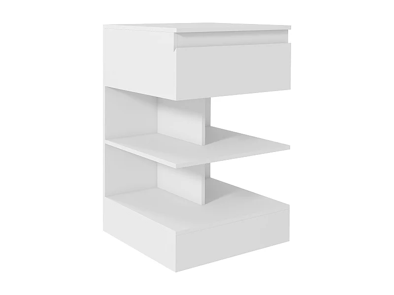 EasyComfort Comodino Moderno in Truciolato e MDF con un Cassetto e 2 Ripiani, 39x39x65 cm, Bianco