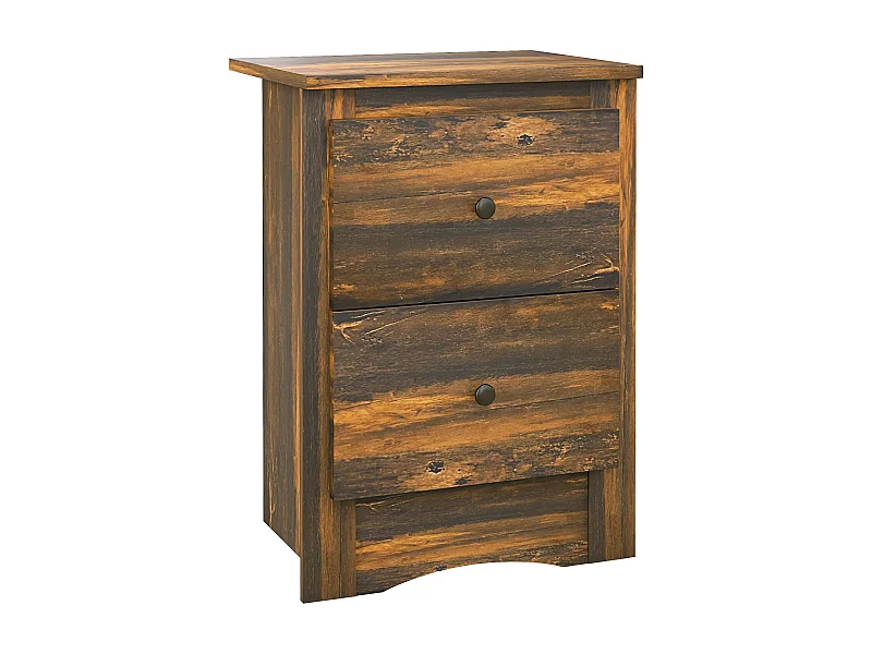 EasyComfort Comodino con 2 Cassetti dallo stile Rustico in Legno, 40x30x56 cm, Marrone