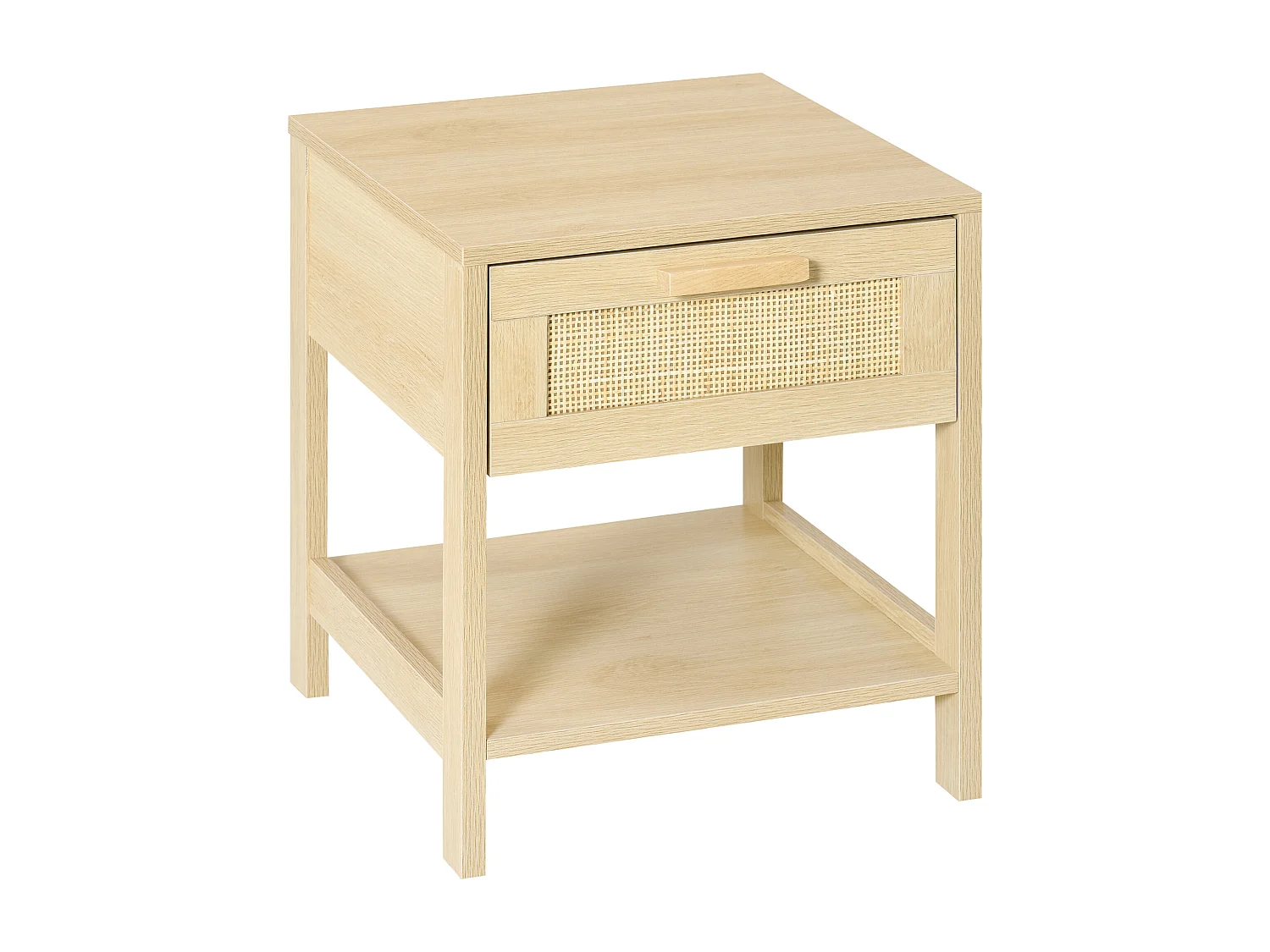 EasyComfort Comodino Moderno con Cassetto e Ripiano Inferiore Portaoggetti, in MDF, 40x40x48 cm, color Legno