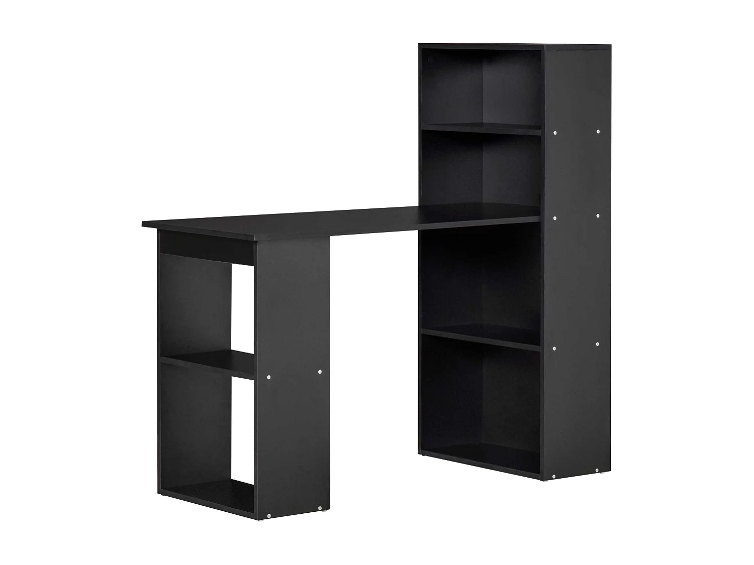 EasyComfort Scrivania PC in Legno con 6 Ripiani Portaoggetti Laterali, 120x55x120 cm, Nero