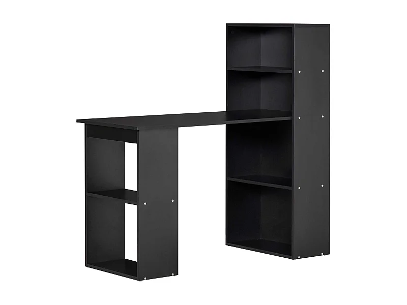 EasyComfort Scrivania PC in Legno con 6 Ripiani Portaoggetti Laterali, 120x55x120 cm, Nero