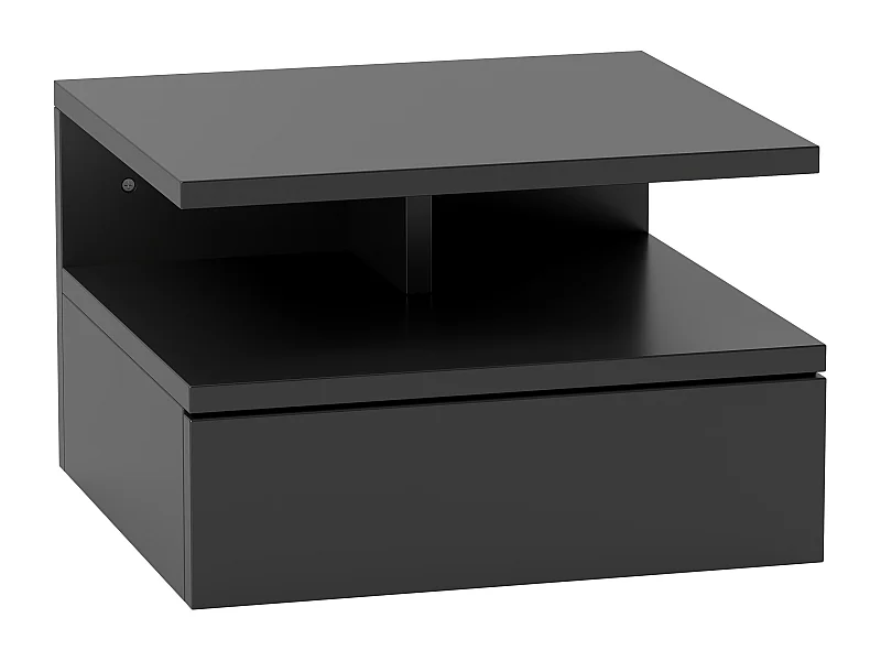 EasyComfort Comodino Sospeso per Camera da Letto con Cassetto e Mensola in Legno, 35x32x22.5cm, Nero