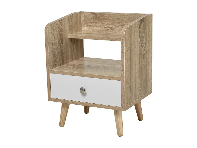 EasyComfort Comodino Salvaspazio Mobiletto con Cassetto e Mensola in Legno 37x30x48cm
