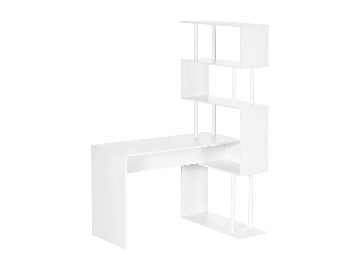 EasyComfort Scrivania Angolare Moderna in Truciolato per Ufficio e Studio con Ripiano a 4 Livelli, 120x80x176 cm, Bianco