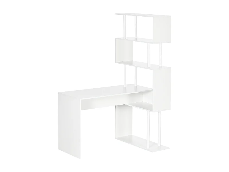 EasyComfort Scrivania Angolare Moderna in Truciolato per Ufficio e Studio con Ripiano a 4 Livelli, 120x80x176 cm, Bianco