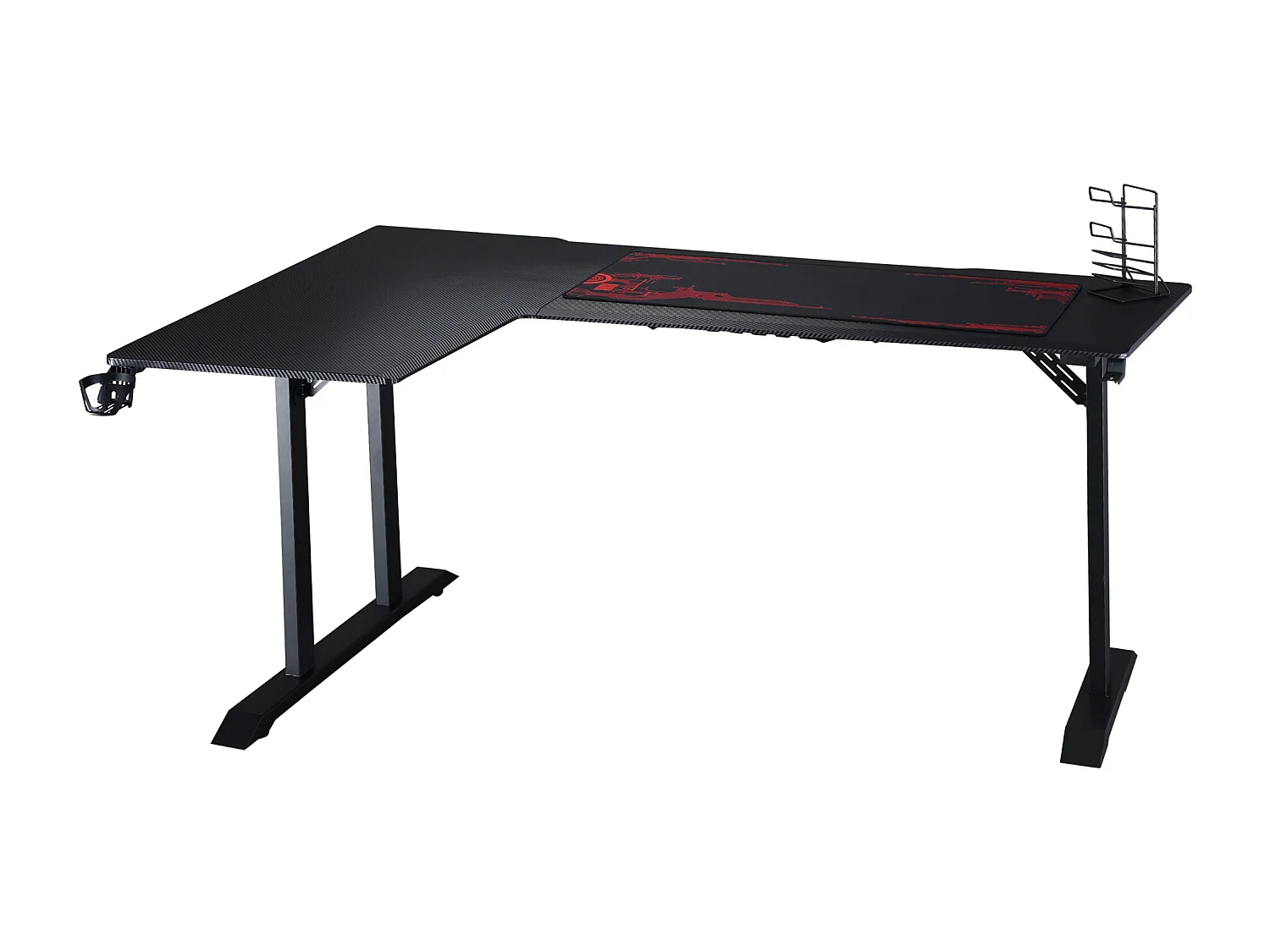 EasyComfort Scrivania Angolare per Gaming e Ufficio con Gancio per Cuffie e Porta Tazza, 168x109x78cm, Nero