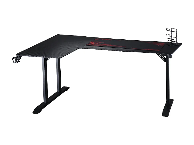 EasyComfort Scrivania Angolare per Gaming e Ufficio con Gancio per Cuffie e Porta Tazza, 168x109x78cm, Nero