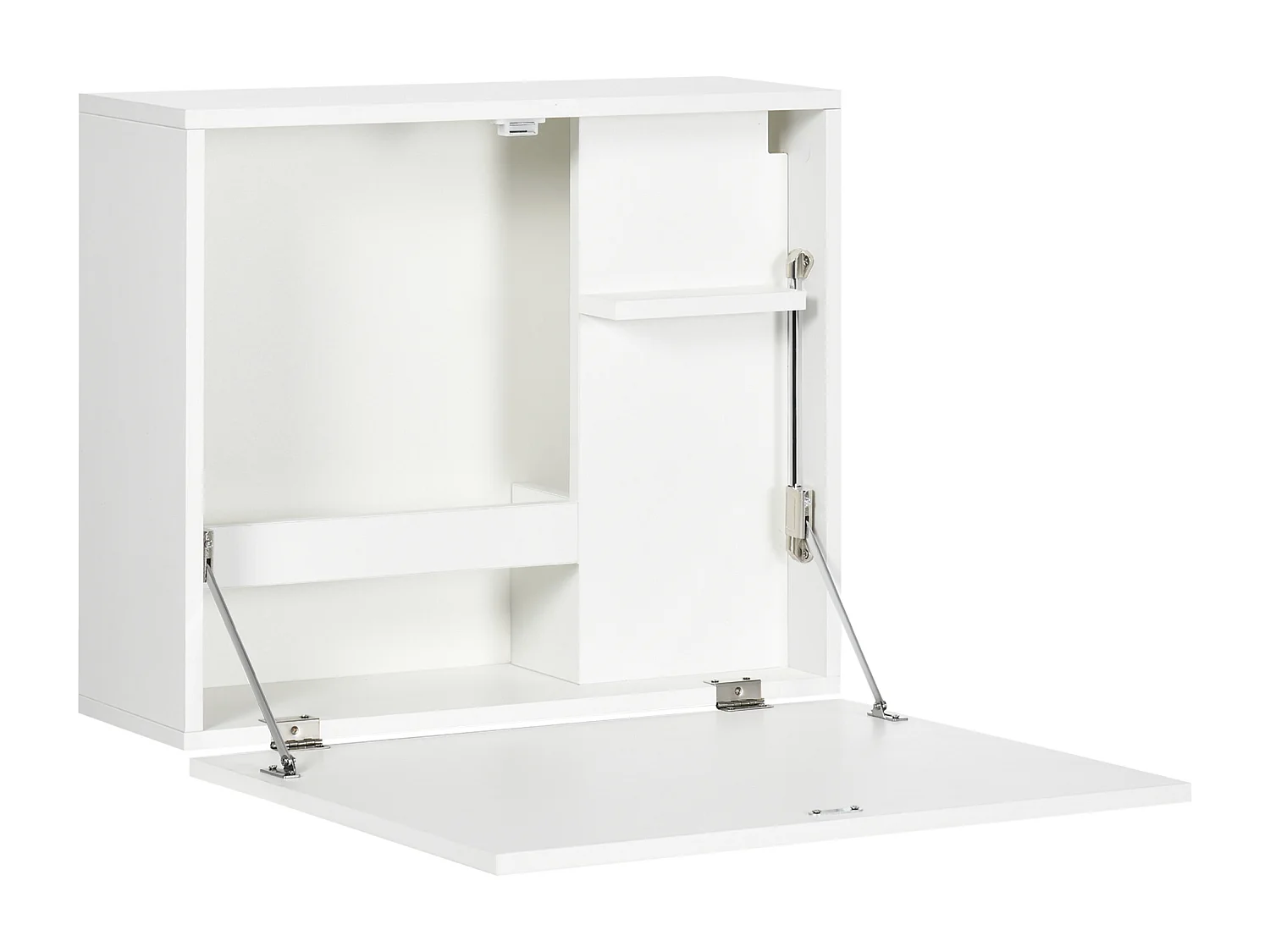EasyComfort Scrivania a Muro Pieghevole e Salvaspazio con Ripiani, per Casa e Ufficio, in Truciolato e MDF, 60x21.5x50 cm, Bianco