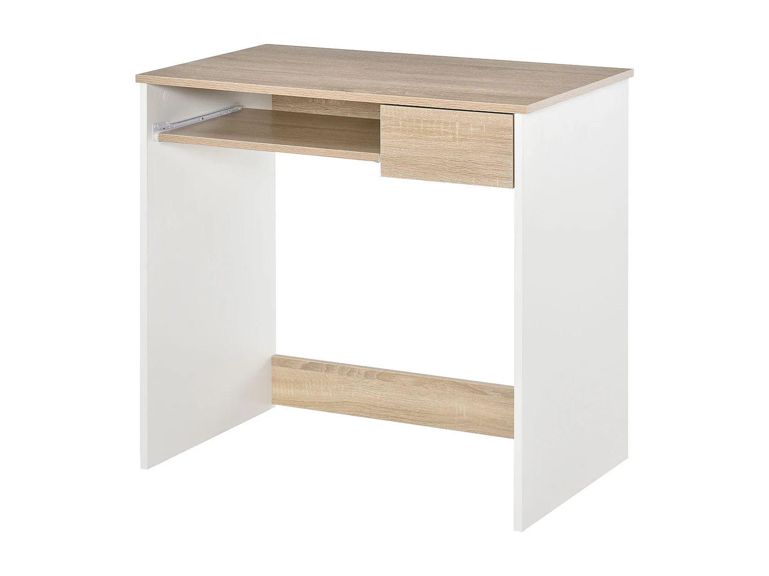 EasyComfort Scrivania per Camera, Scrivania PC in Legno, Scrivania per Computer con Ripiano Tastiera, Bianca e Rovere