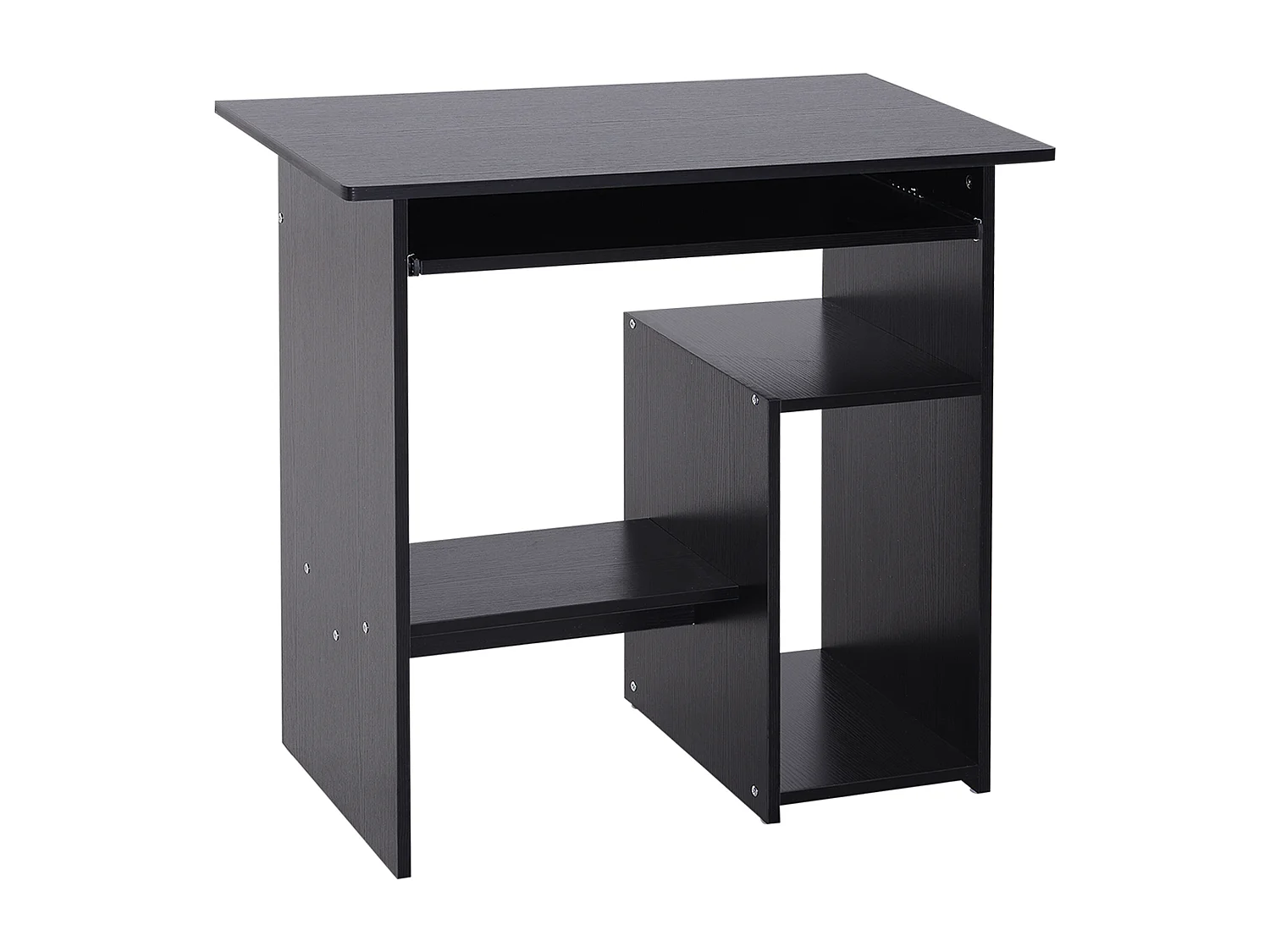 EasyComfort Scrivania PC Moderna in Legno con Ripiano per CPU e Spazio per Tastiera Estraibile, 80x45x75 cm, Nero