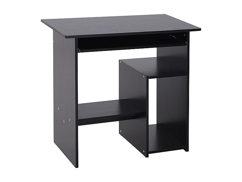 EasyComfort Scrivania PC Moderna in Legno con Ripiano per CPU e Spazio per Tastiera Estraibile, 80x45x75 cm, Nero