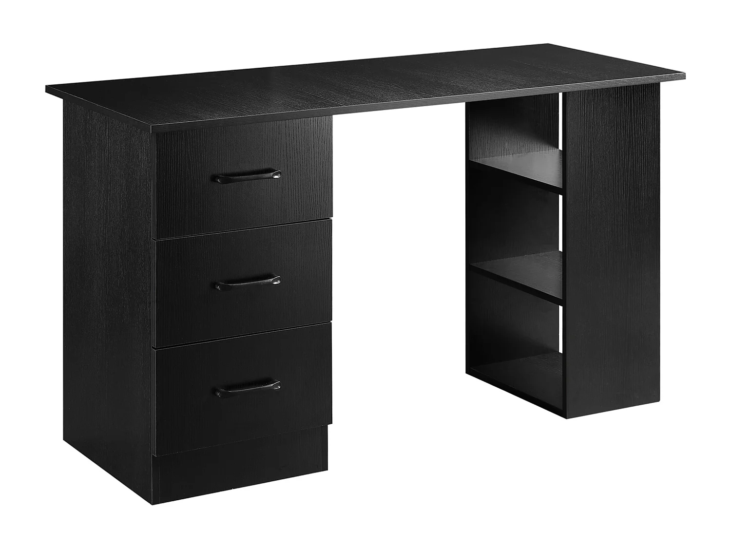 EasyComfort Scrivania Moderna in Legno con 3 Cassetti e 3 Ripiani per Camera e Ufficio, 120x49x72cm, Nero