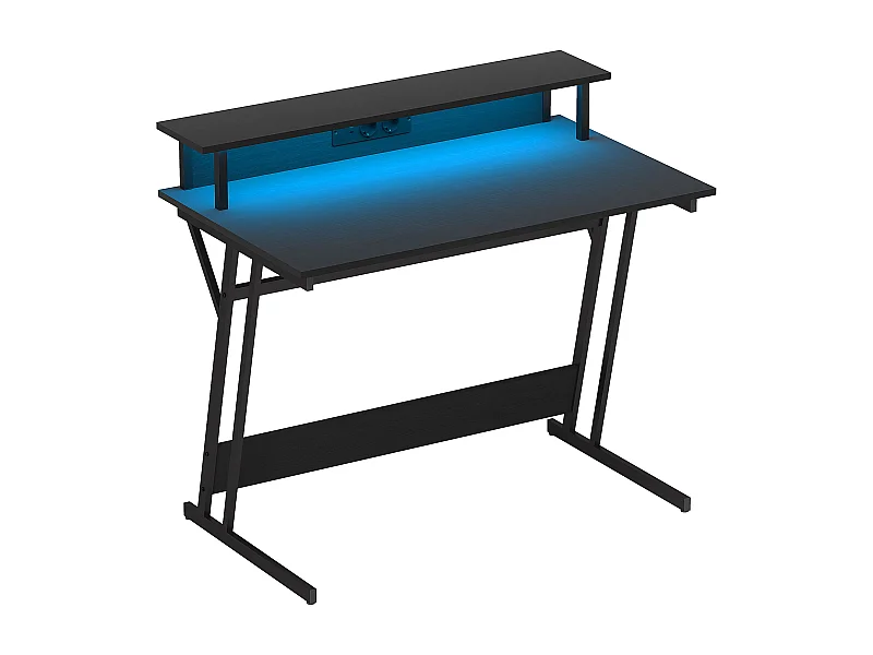 EasyComfort Scrivania Gaming con Luci LED e Supporto per Monitor, in Truciolato e Acciaio, 100x60x88.5 cm, Nero