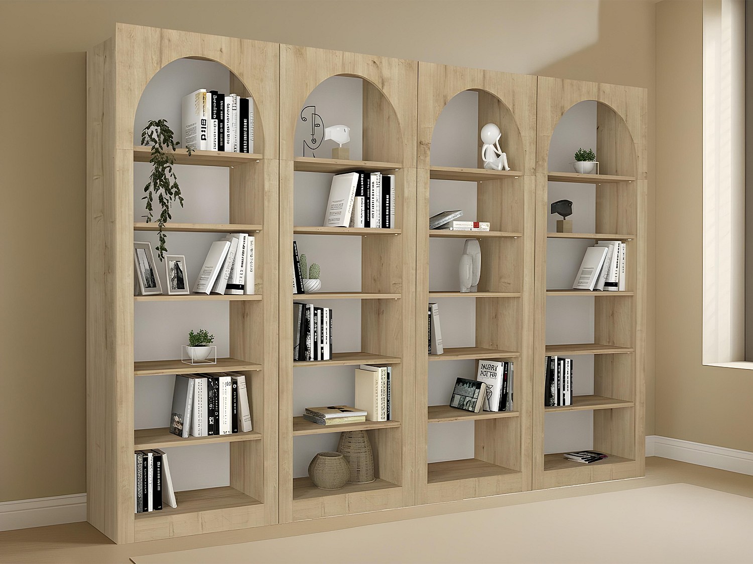Set aus 4 Bücherregalen mit 6 Fächern - Hellnaturfarben - CYMORA