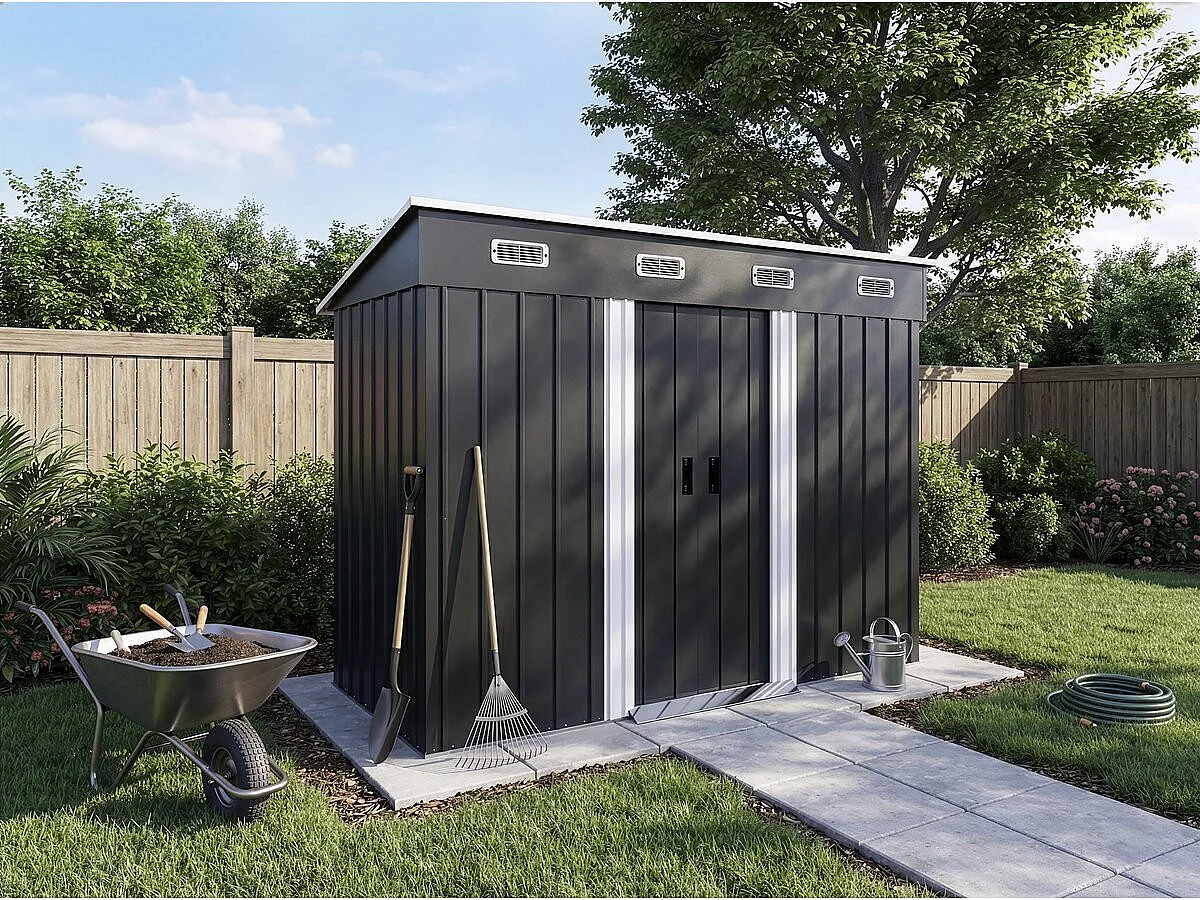 Abri de jardin métal monopente "Denver" - 3,28 m² - Gris