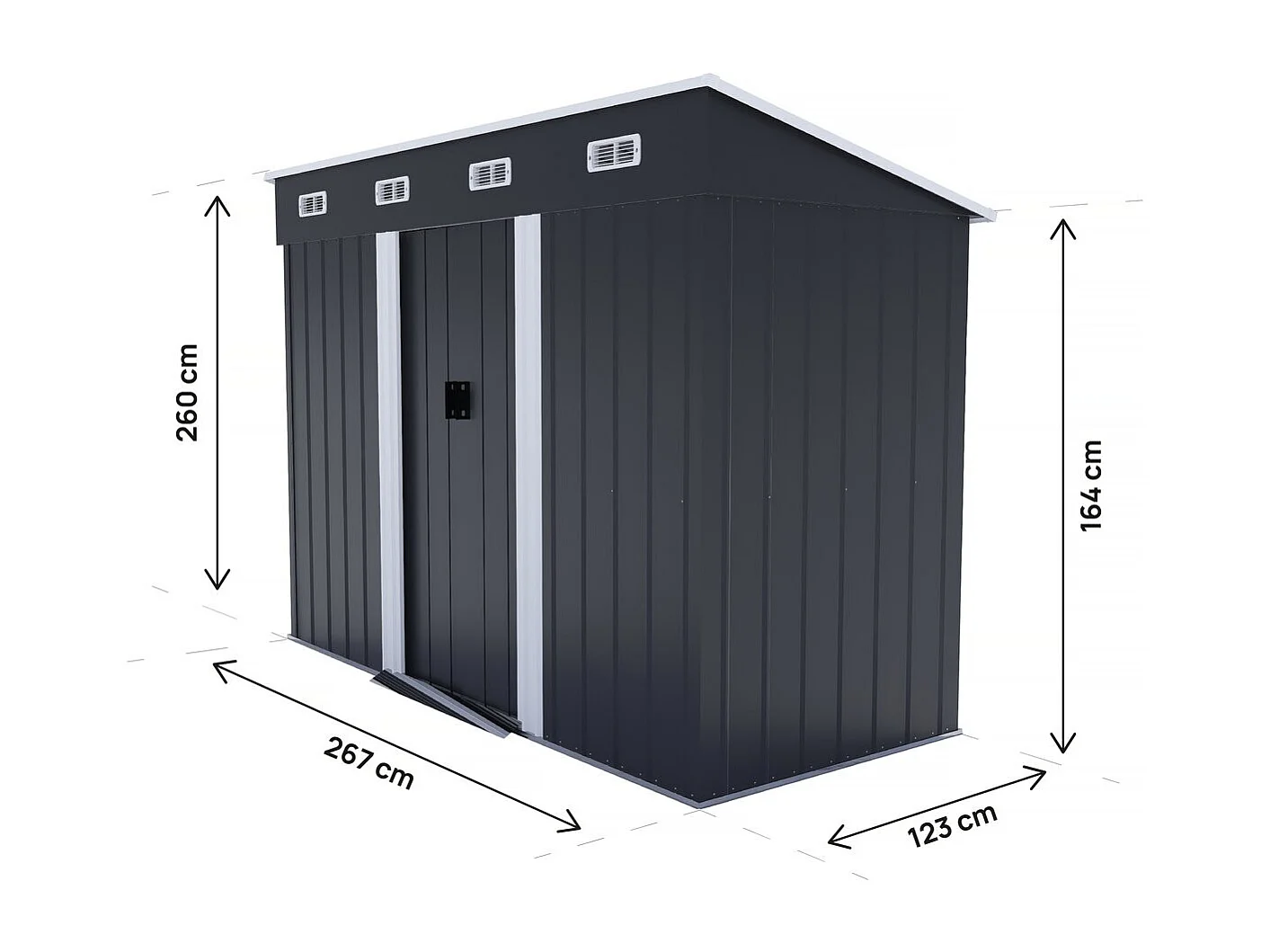 Abri de jardin métal monopente "Denver" - 3,28 m² - Gris