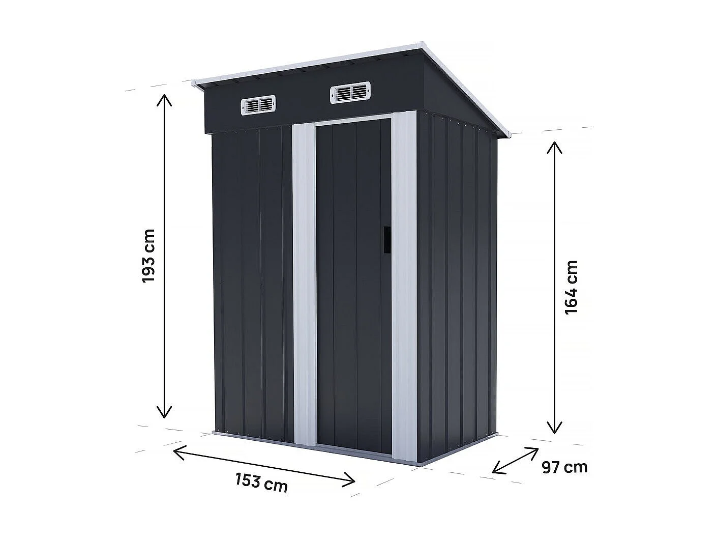 Caseta de jardín metálica "Memphis" con puerta corredera - 1,48 m² - Gris