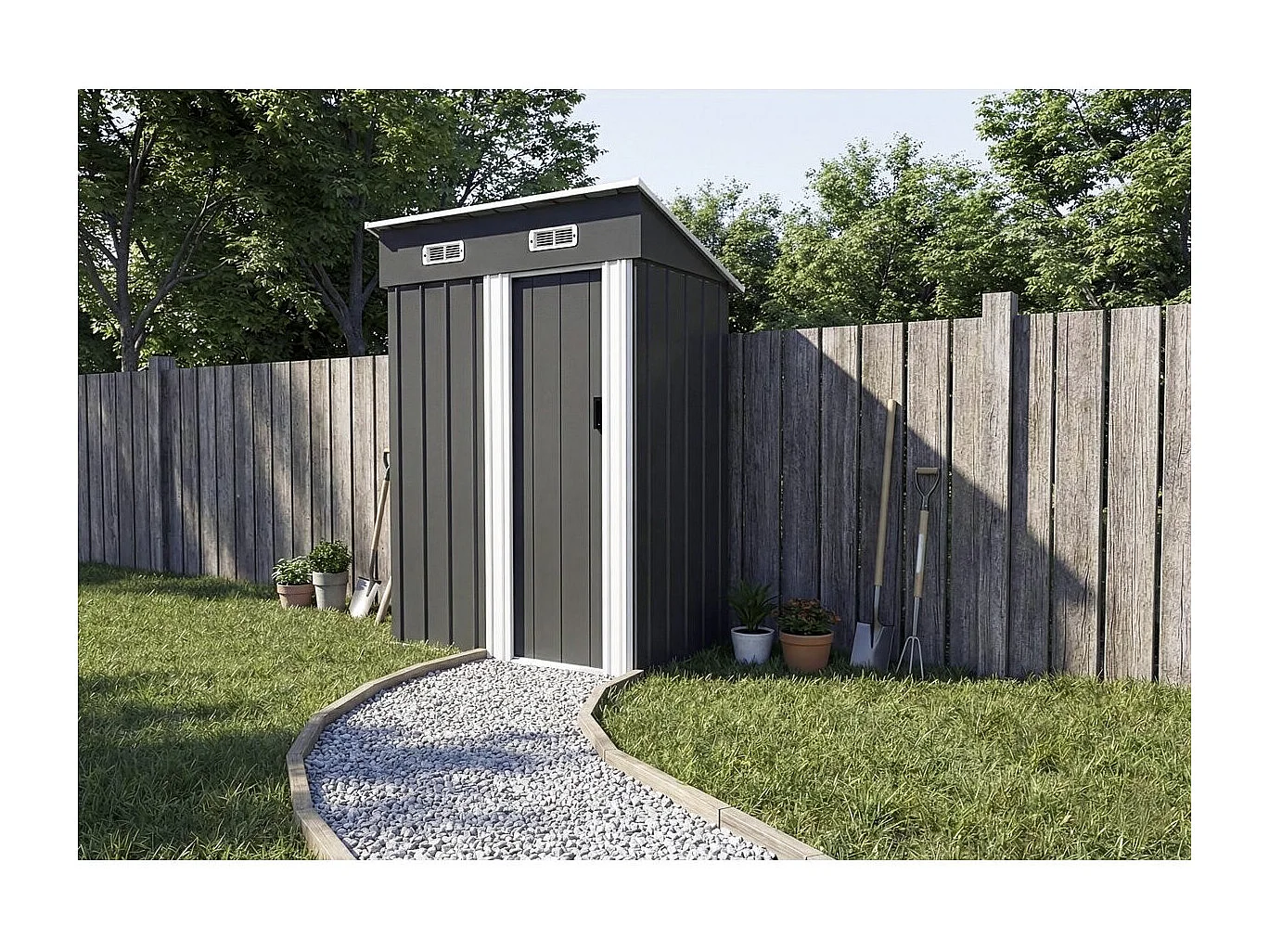 Abri de jardin métal porte coulissante "Memphis" - 1,48 m² - Gris