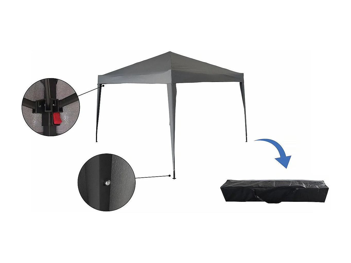 Tonnelle de jardin pliante "Svetlana 3" - 9 m² - 3 x 3 m - Gris