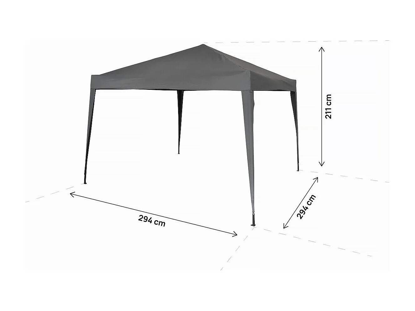 Tonnelle de jardin pliante "Svetlana 3" - 9 m² - 3 x 3 m - Gris