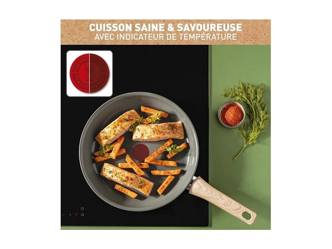 TEFAL Poele 24 cm, Induction, Revetement céramique antiadhésif, Recyclée, Cuisson saine, Fabriqué en France, Renew C4250413
