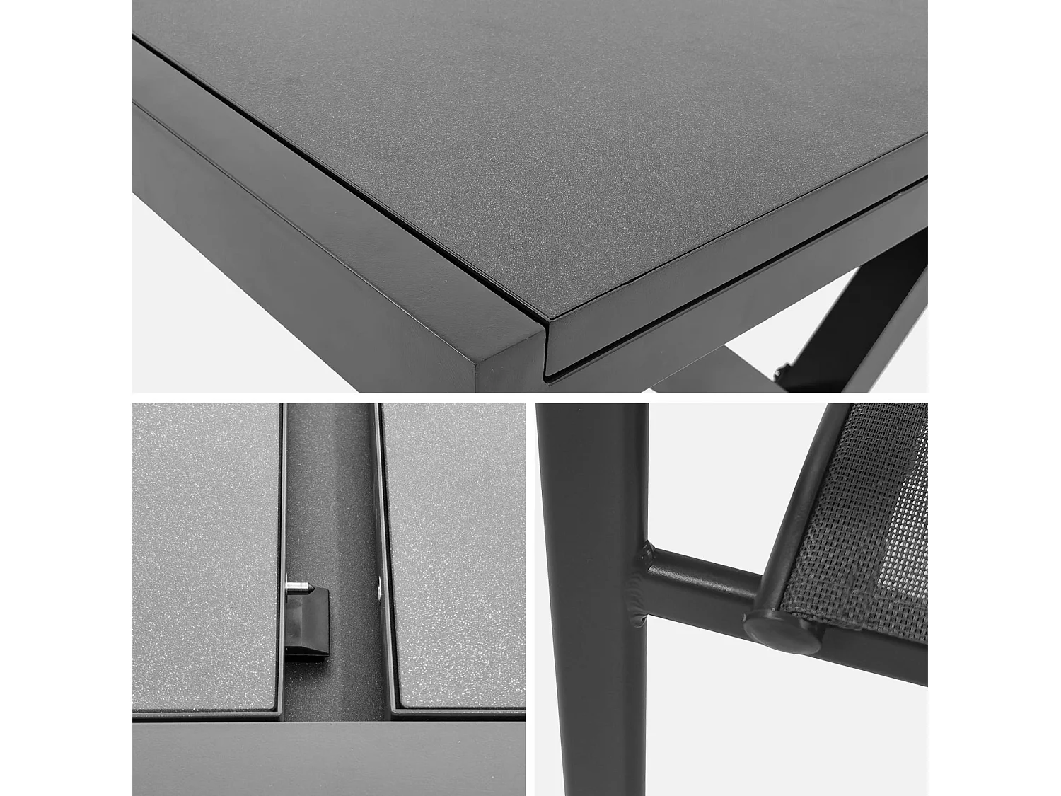 Conjunto mesa de jardín extensible de aluminio con 8 sillas antracita