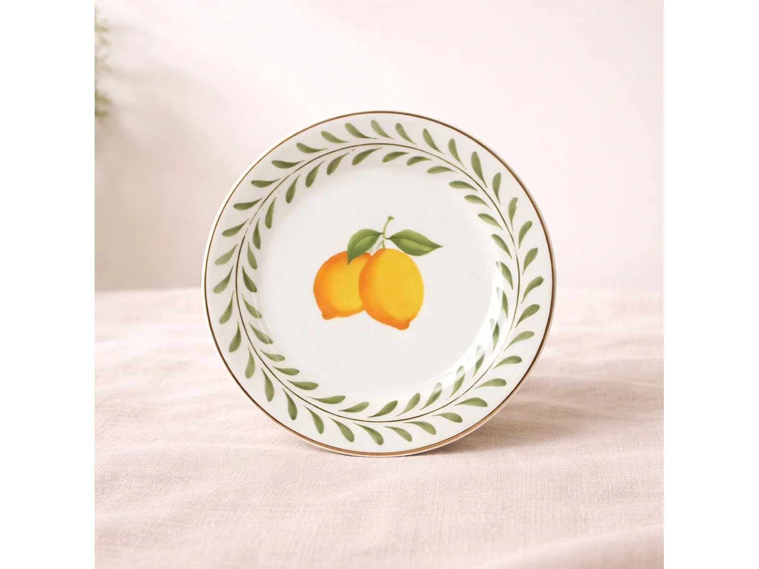 Novastyl - Lot6 Assiettes à Dessert Lemon 20cm En Porcelaine