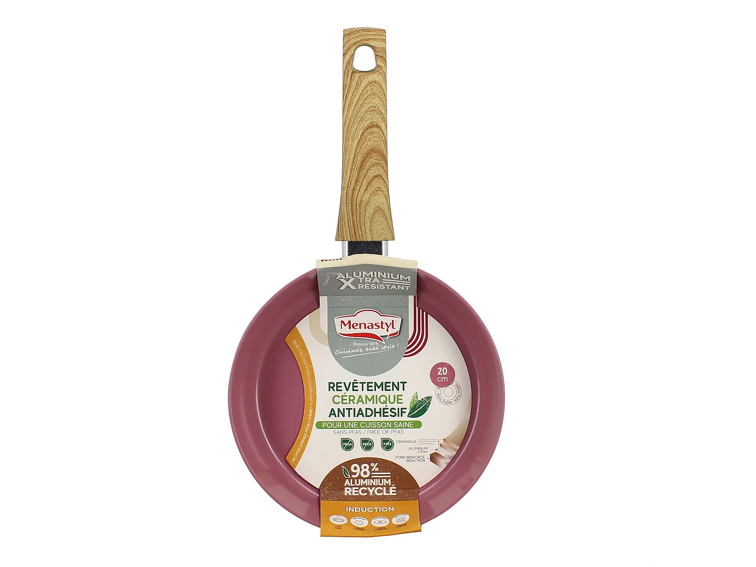 Menastyl - Poele Colorama 20cm En Aluminium Recycle Lilas Induction