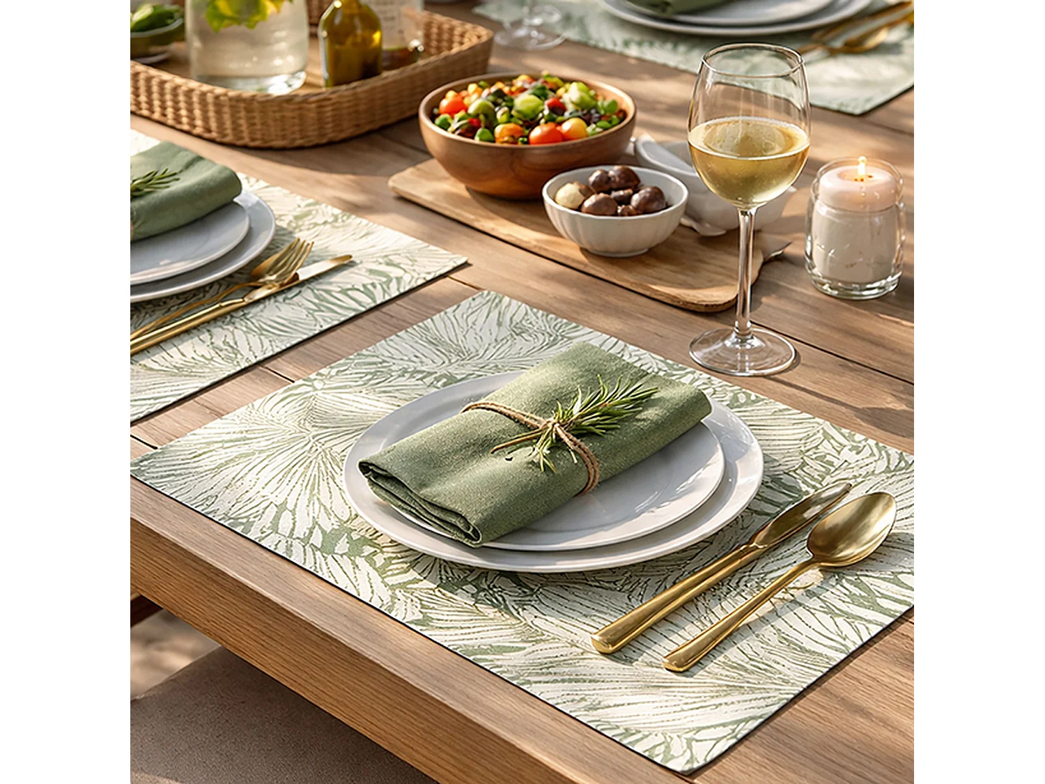 Novastyl - Lot 12 Sets De Table Leaves 43.5x28.5cm En Polypropylene
