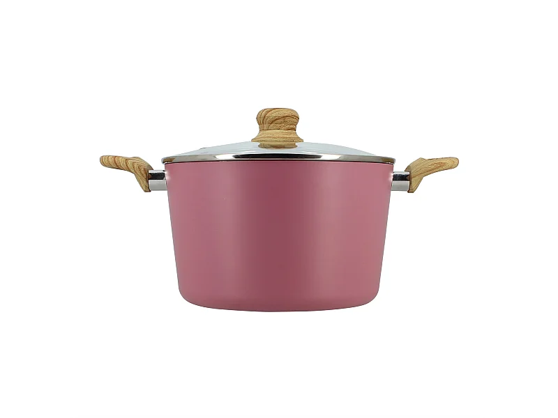 Menastyl - Faitout Colorama 24cm En Aluminium Recycle Lilas Couvercle Verre