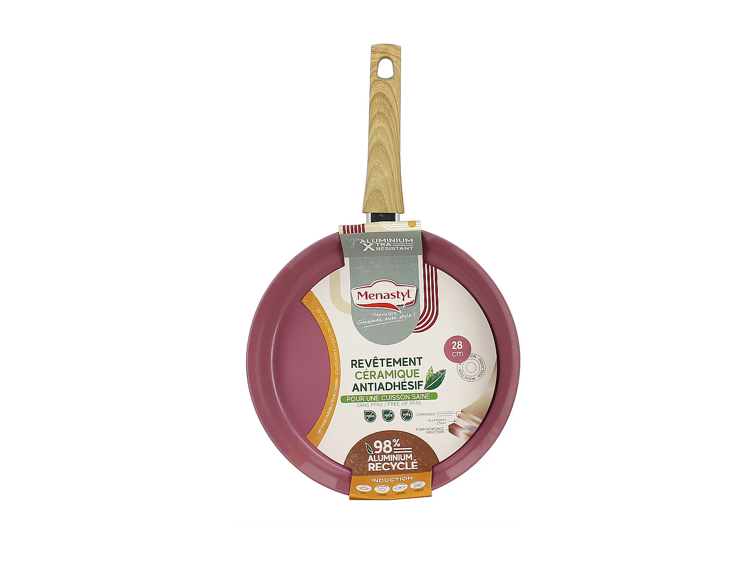 Menastyl - Poele Colorama 28cm En Aluminium Recyclé Lilas Induction