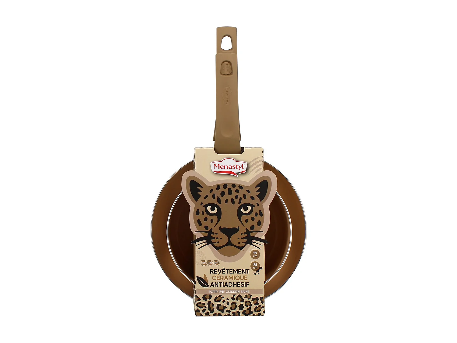 Menastyl - Lot Poêle 24cm Et Casserole 18cm Léopard En Alu Revêtemen Ceramiq