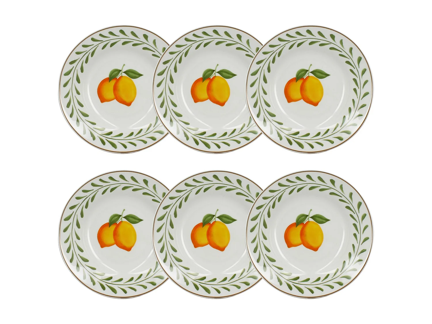 Novastyl - Lot 6 Assiettes Creuses Lemon 20cm En Porcelaine