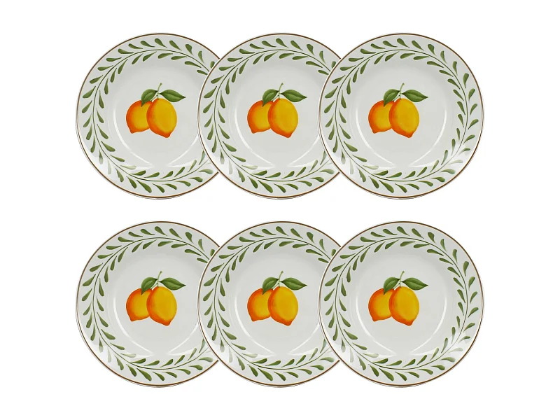 Novastyl - Lot 6 Assiettes Creuses Lemon 20cm En Porcelaine