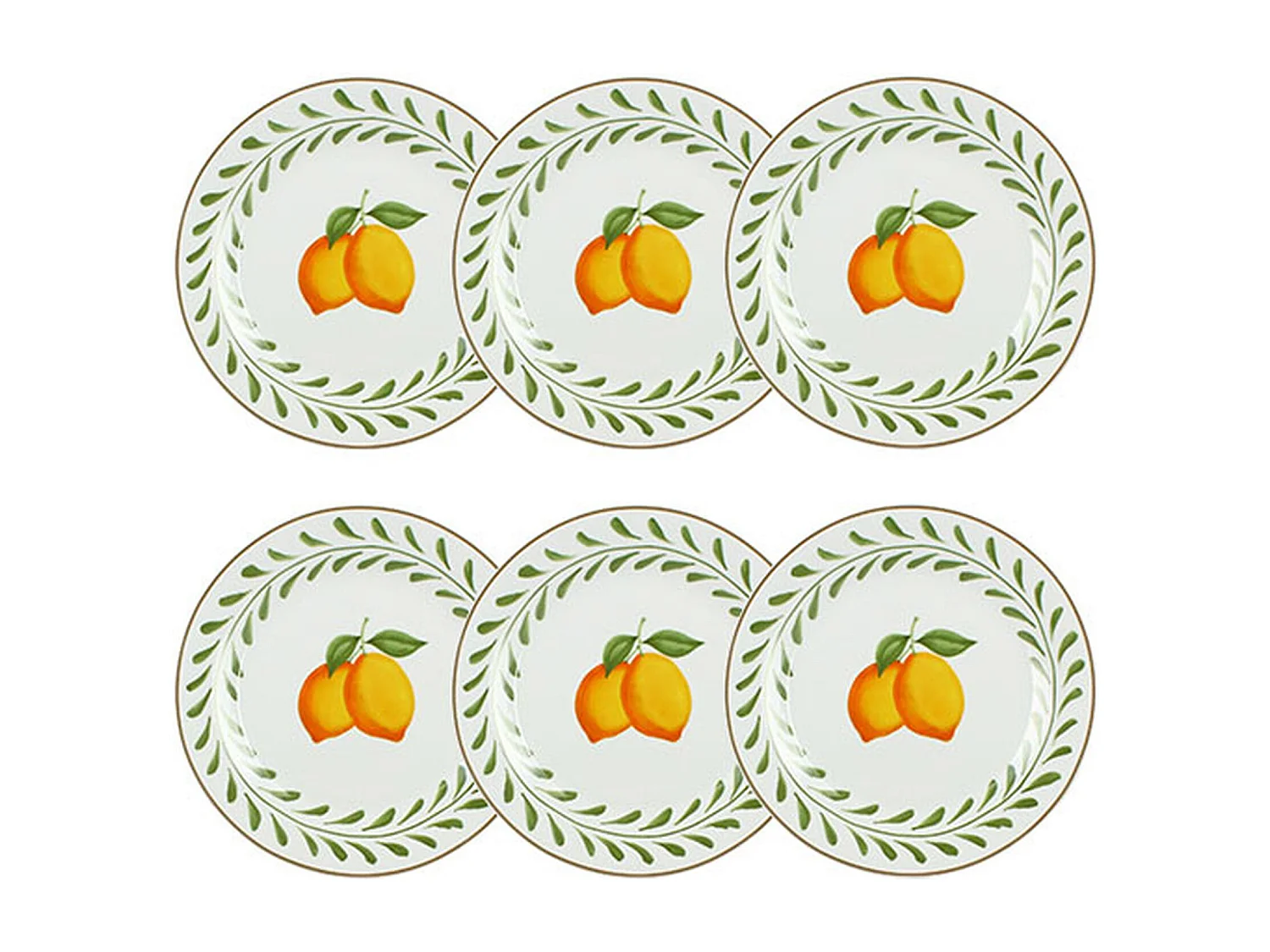 Novastyl - Lot 6 Assiettes Plates Lemon 26.5cm En Porcelaine