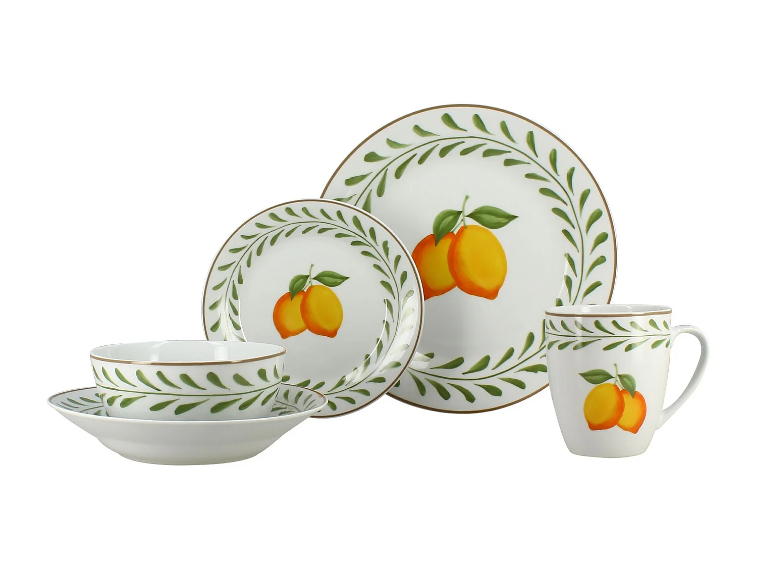 Novastyl - Lot 6 Assiettes Plates Lemon 26.5cm En Porcelaine