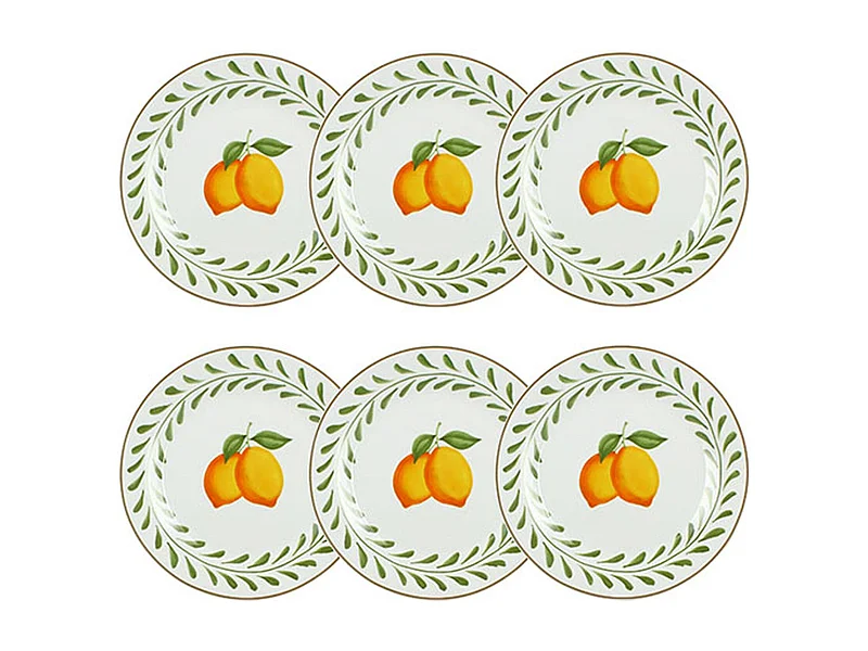 Novastyl - Lot 6 Assiettes Plates Lemon 26.5cm En Porcelaine