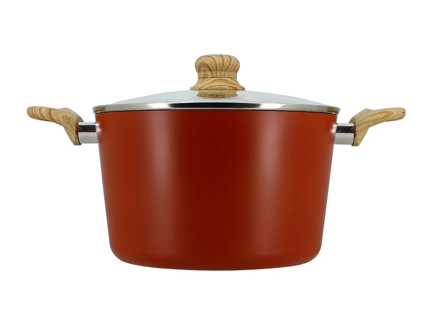 Menastyl - Faitout Colorama 24cm En Aluminium Recyclé Brique Couvercle Verre