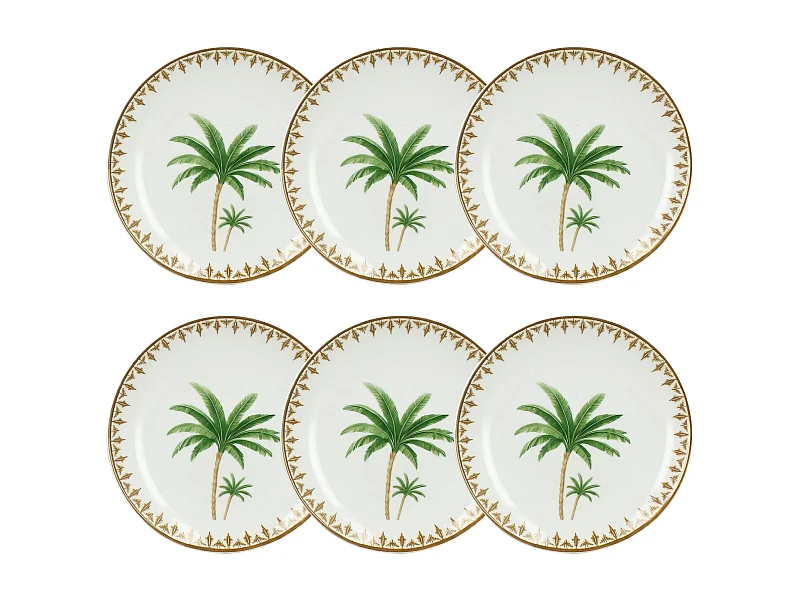 Novastyl - Lot6 Assiettes A Dessert Atlas 20cm En Porcelaine