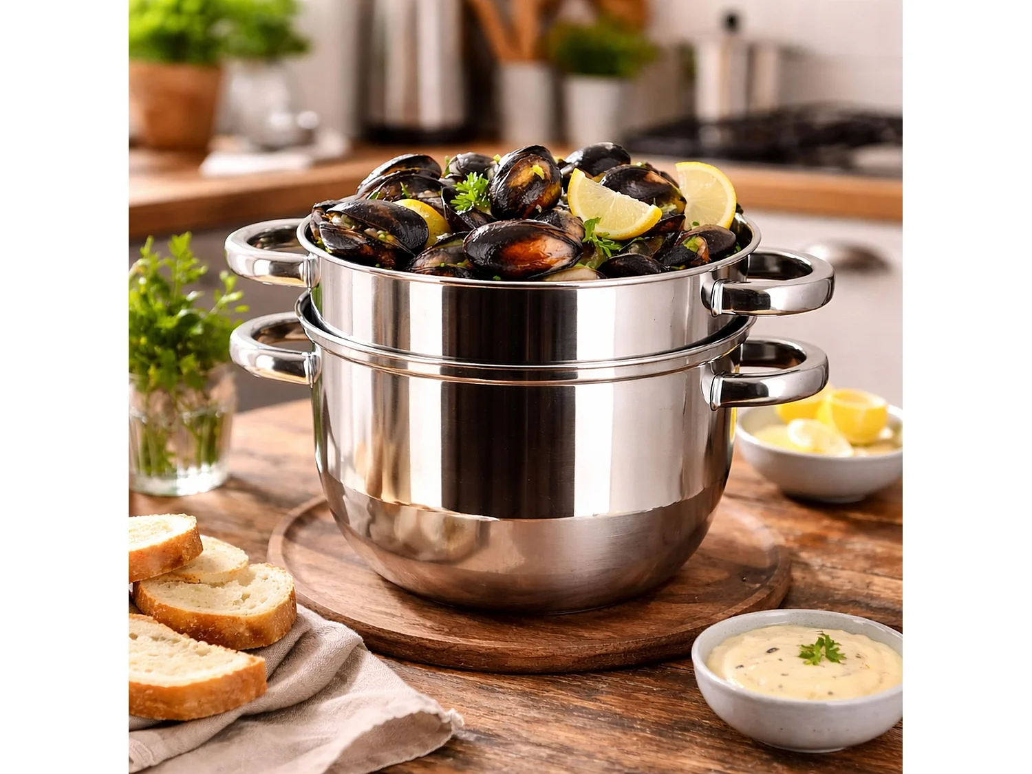 Menastyl - Marmite à Moules 2.7l En Acier Inoxydable 18cm