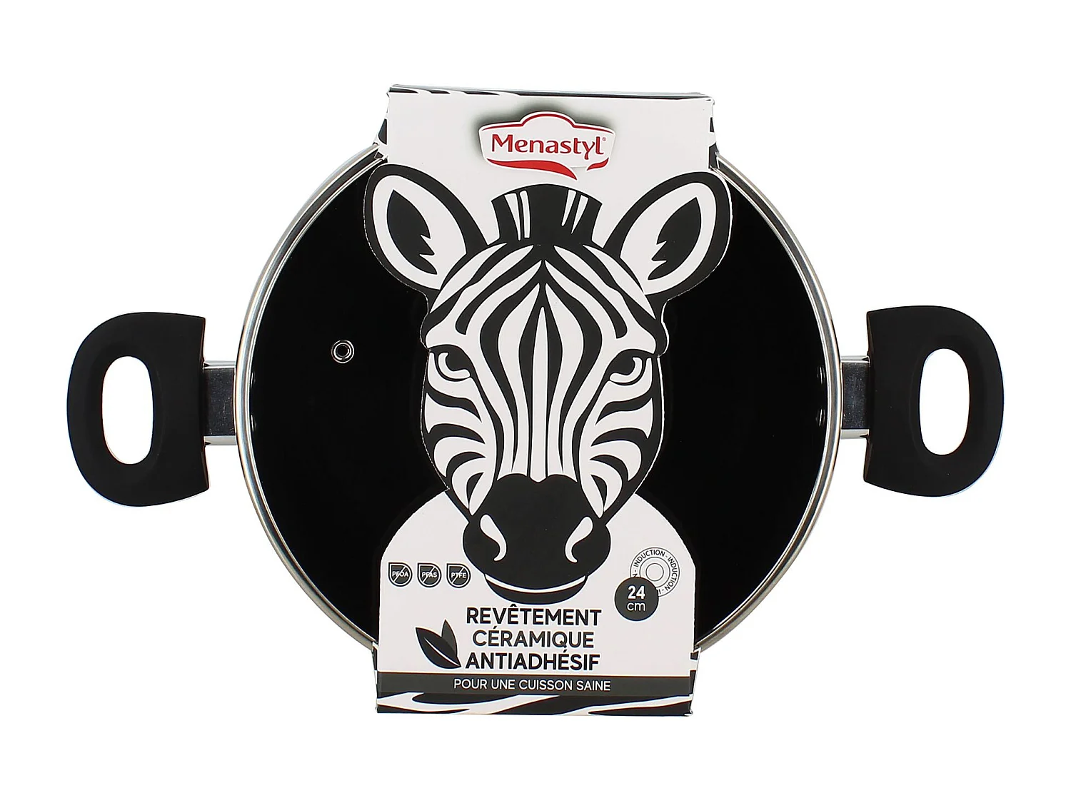 Menastyl - Faitout Zebre 24cm En Aluminium Revetement Ceramique Induction